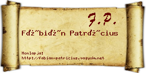 Fábián Patrícius névjegykártya